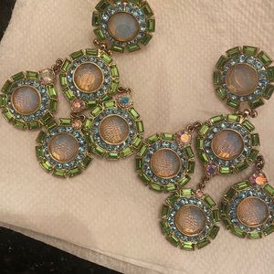 Large Crystal Earrings With Blue and Green crystal